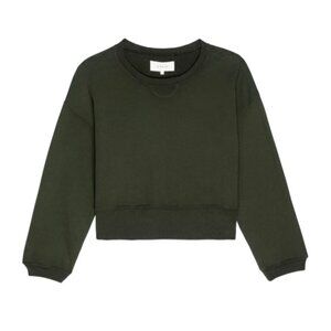 THE GREAT. Dark Woodland Green League Crew Neck Sweatshirt
